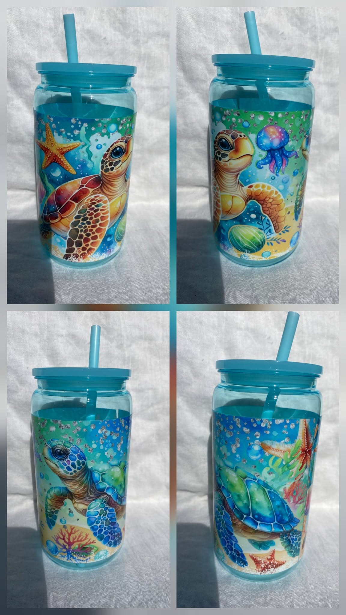 Verre canette (bleu) Tortue